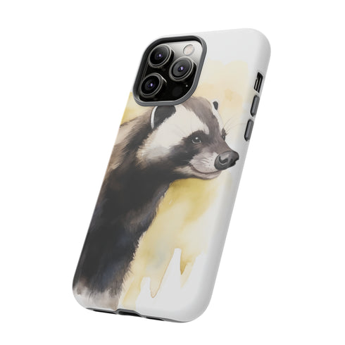 Badger on a Yellow Background - Impact Resistant Phone Case